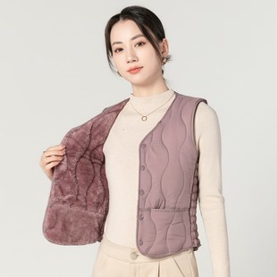 百搭内胆 v领坎肩修身 2025新款 秋冬羽绒棉马甲女加绒保暖背心短款