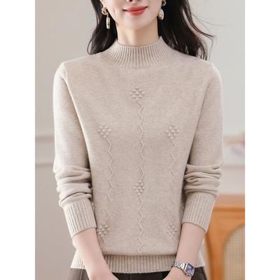 2025年新款羊毛衫女士秋冬加厚套头毛衣针织内搭半高领针织打底衫