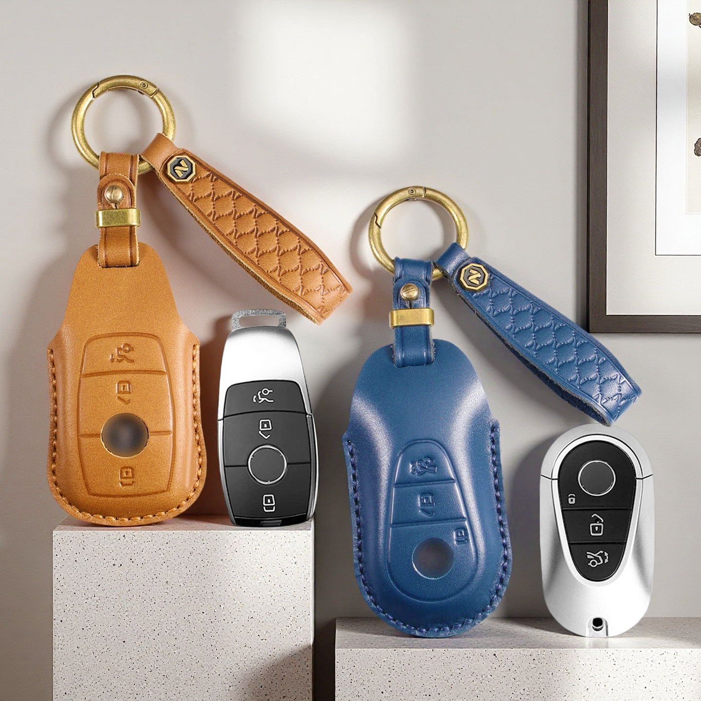 适用于奔驰钥匙套c260l/e300l/glc300l/a200l/gle/glb真皮gla包扣