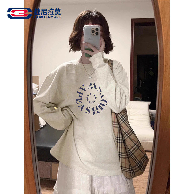 【敖瑞鹏代言】【赠新卡】捷尼拉莫长袖t恤女秋季纯棉上衣超好看