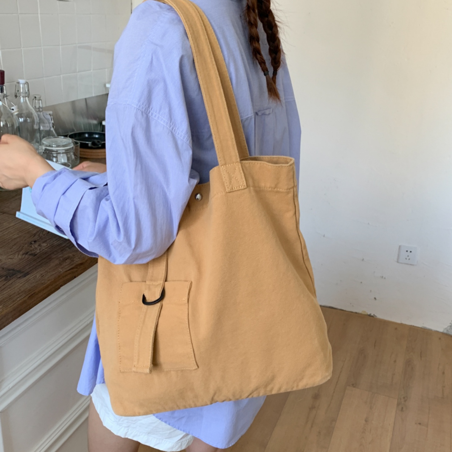 韩版大容量帆布托特包