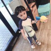 韩国潮款 儿童泳衣男童宝宝鲨鱼游泳衣小童分体速干中童防晒冲浪服