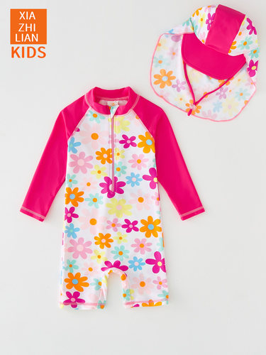 夏之恋女童连体长袖防晒游泳衣