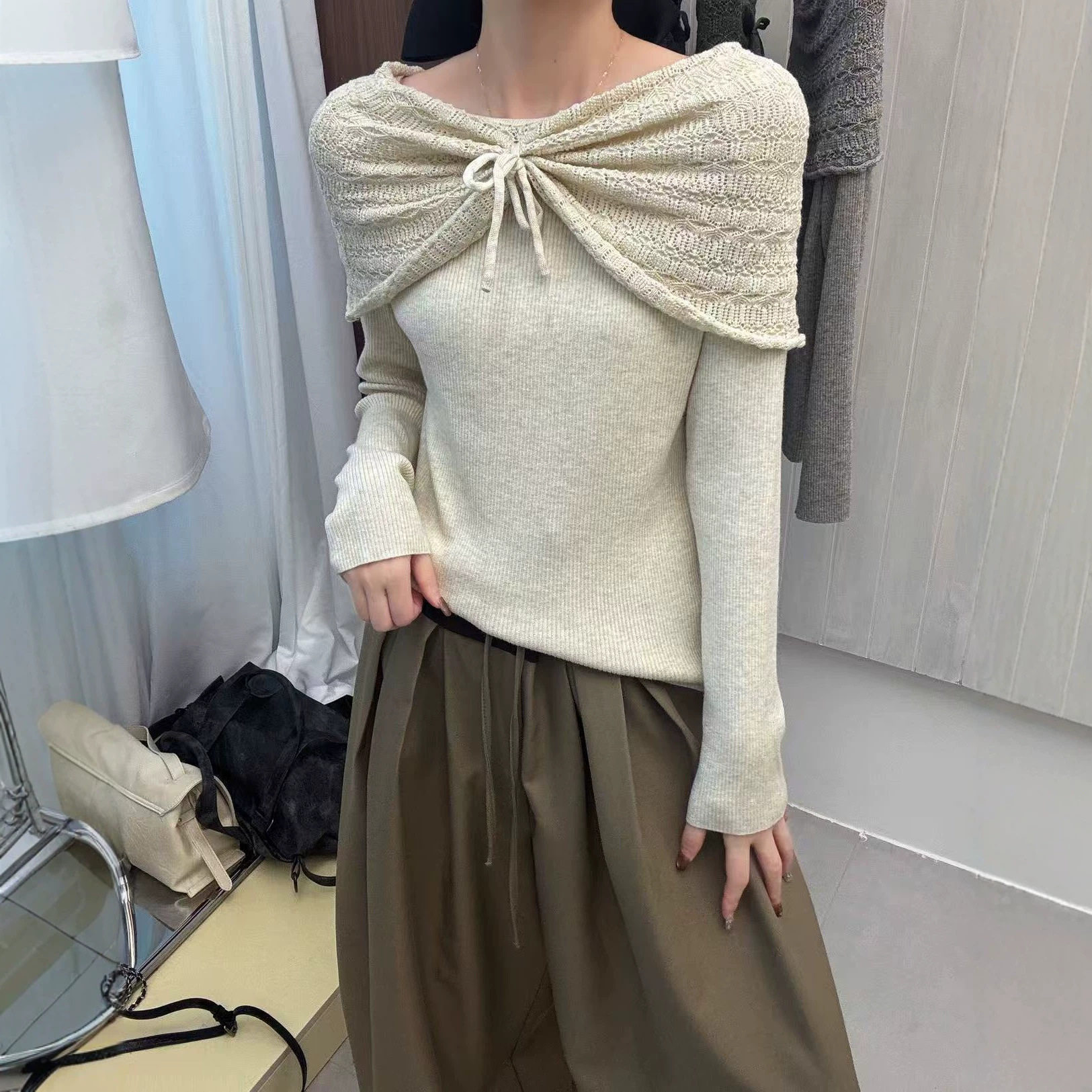十三行品质货2026秋季新款韩版甜美蝴蝶结针织衫气质温柔甜美风女