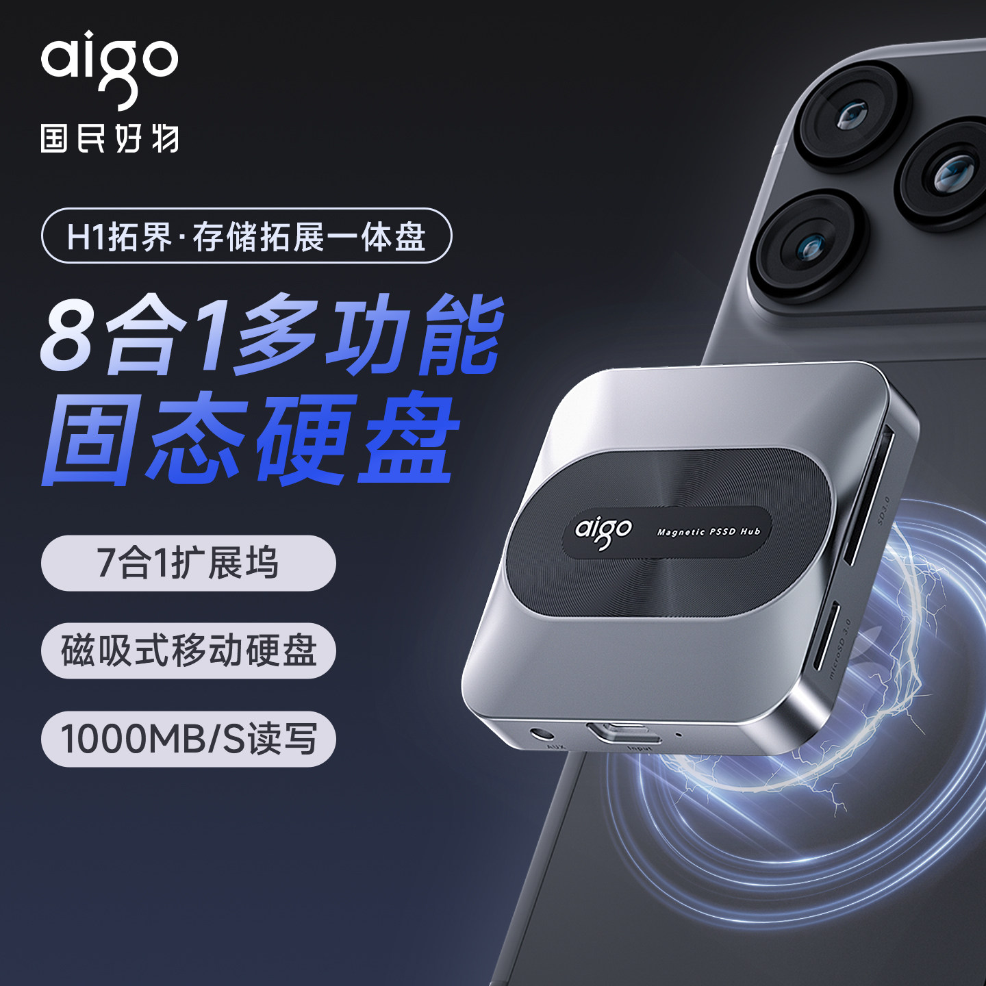 【拓界8合1】爱国者磁吸移动硬盘图片