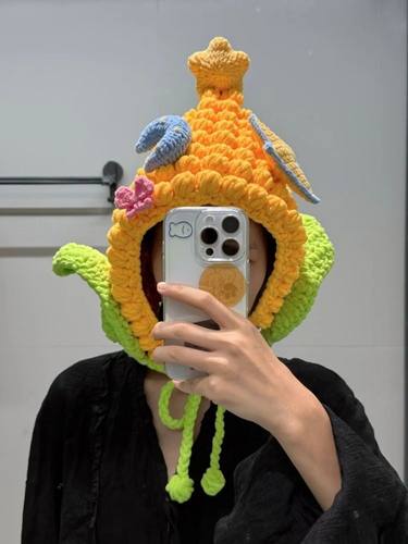 DIY玉米帽子冰条线钩织新手编织材料包自制礼物可爱零基础简单