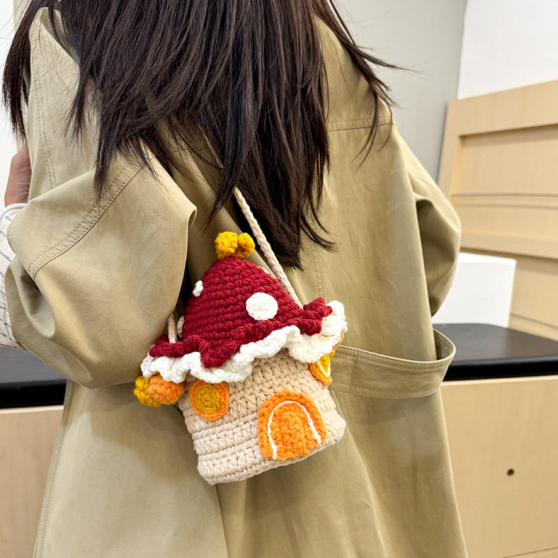 DIY蘑菇小房子毛线编织成品手机包卡通小众单肩斜挎包现货成品,服饰配件/皮带/帽子/围巾,DIY编织材料包,淘宝优惠券,粉丝福利购,淘宝优惠卷