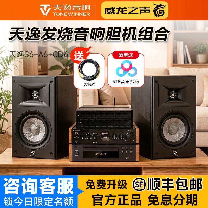 天逸童笛S6+A6+CD6发烧音箱胆机CD机组合hifi高保真家用桌面音响