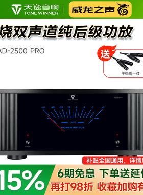 天逸AD-2500 PRO大功率发烧纯后级功放家用高保真立体两声道放大