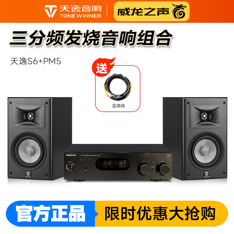 天逸 童笛S6 高保真音箱胆机功放组合hifi发烧无源桌面音响套装