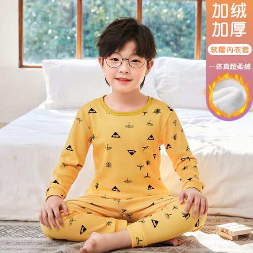 加绒保暖内衣儿童冬季中小童一体