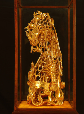 【潮元素】潮州镂空木雕收藏品 龙虾蟹篓 纯手工雕刻