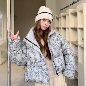 【有货】90白鸭绒花卉高蓬轻羽绒服C9967 P295 K439图片