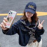 港风复古小翻领牛仔外套女秋季2025新款小个子短款时髦休闲夹克，女装牛仔外套，2D113
