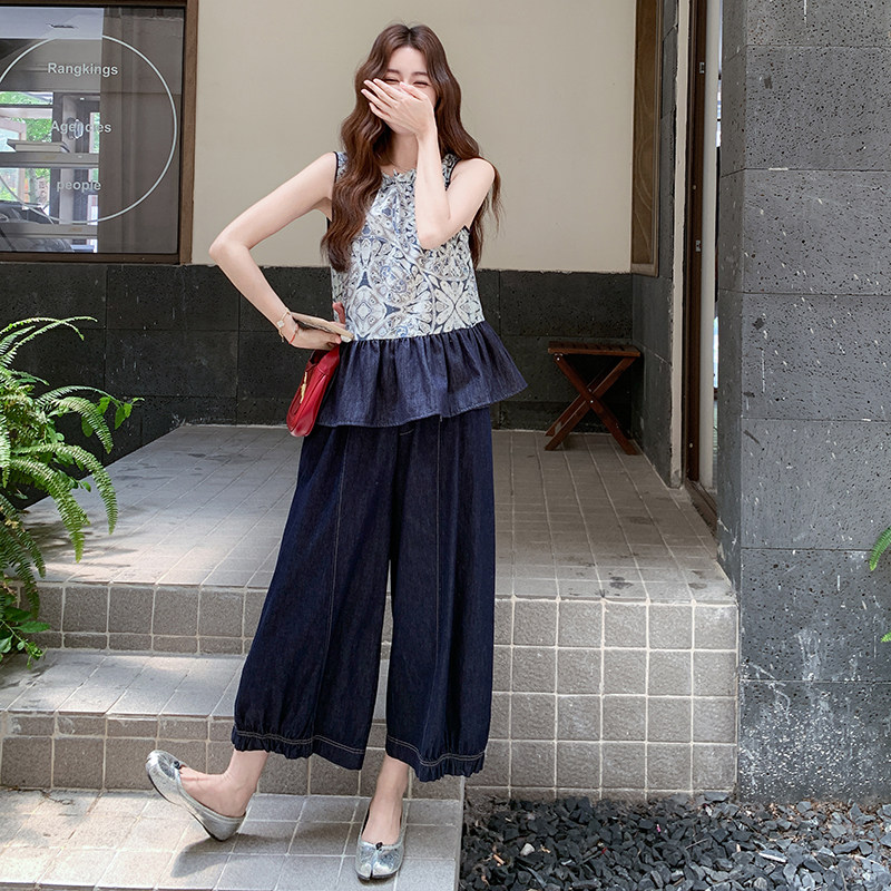 【现货】2025夏印花拼接套装C3375P155K228,女装套装/套裙,2D113