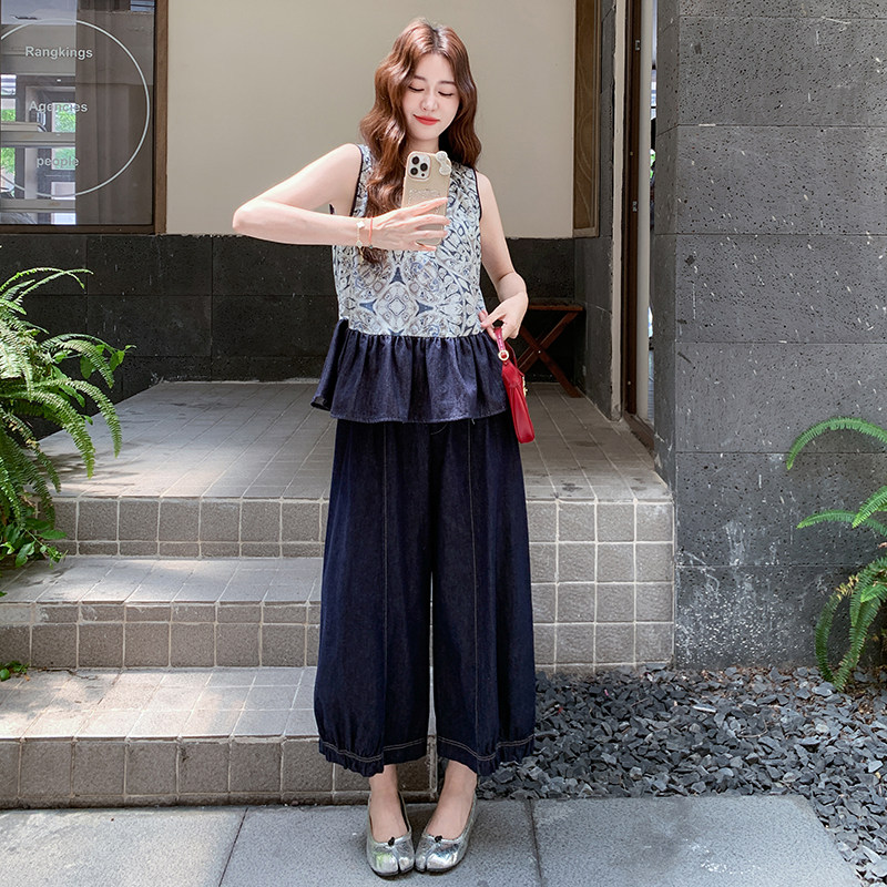 【现货】2025夏印花拼接套装C3375P155K228,女装套装/套裙,2D113
