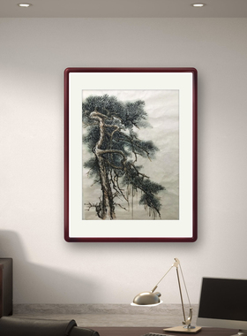 西山龙柏苍松梅花纯手绘水墨画山水画二尺条幅禅意茶室特价画芯