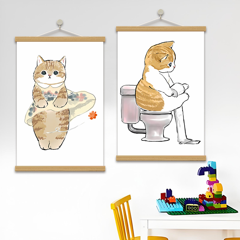 Ins风中式猫咪艺术挂画装饰过道楼梯卧室现代简约猫主题餐厅挂画图片