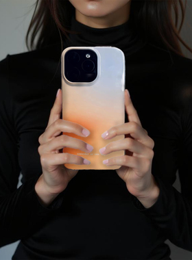 怪兽落日余晖ins风小众简约晕染橙色苹果16promax菲林手机壳高级感iphone15pro新款14pro女13全包安卓保护套