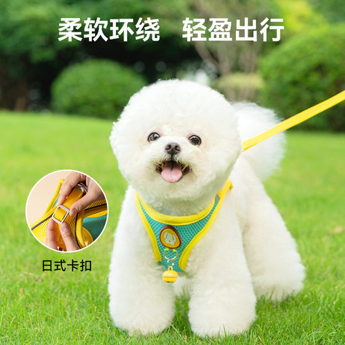 小型犬背带脖圈项圈溜猫绳防咬断幼犬狗狗牵引绳狗狗的专用背心式