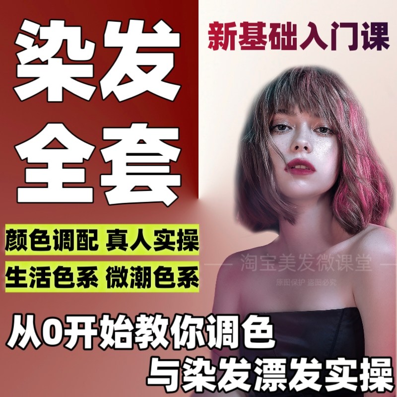 系统染发零基础入门到精通调色新手挑染画染色彩美发视频教程2024