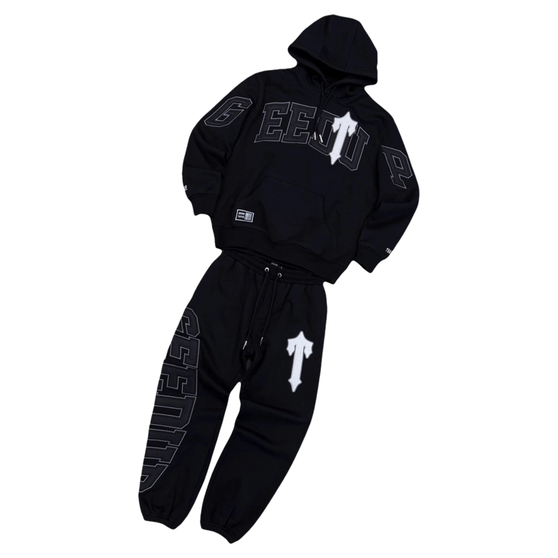 美式Trapstar复古重磅纯棉反光logo宽松休闲秋冬连帽卫衣套装