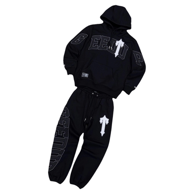 美式Trapstar复古重磅纯棉反光logo宽松休闲秋冬连帽卫衣套装