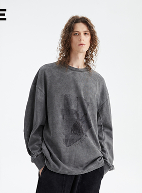 Organic Emotion圆领卫衣原创数码印花廓形复古长袖 OE原始情绪