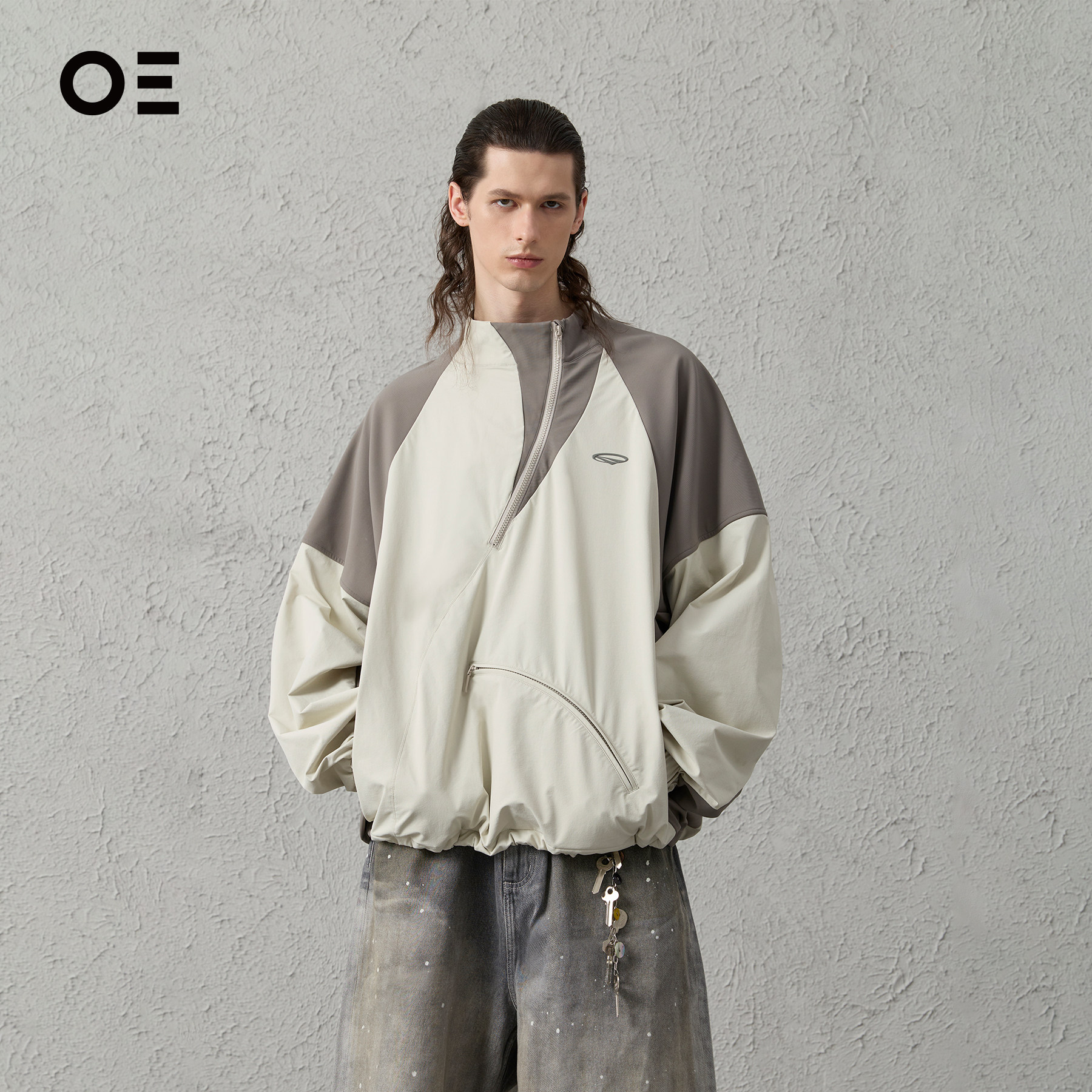 户外三防半拉链夹克拼接撞色软壳