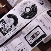 小白家文创 回响 复古小物边框唱片和纸PET模切手帐贴本纸胶带