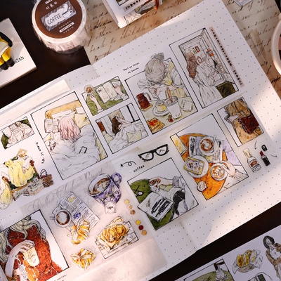 小白家文创盐铺新品分格漫记漫画风日常生活和纸PET模切手帐胶带