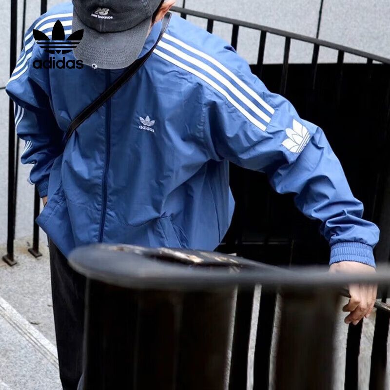 阿迪达斯adidas三叶草外套男装运动服立领防风舒适休闲夹克GN3536