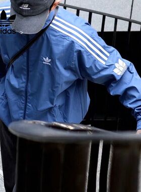 阿迪达斯adidas三叶草外套男装运动服立领防风舒适休闲夹克GN3536