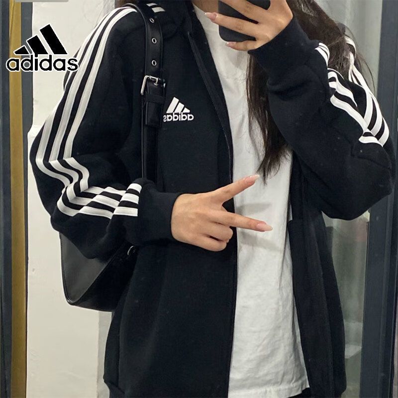 阿迪达斯adidas男女同款连帽外套针织透气款运动服夹克上衣GK9032