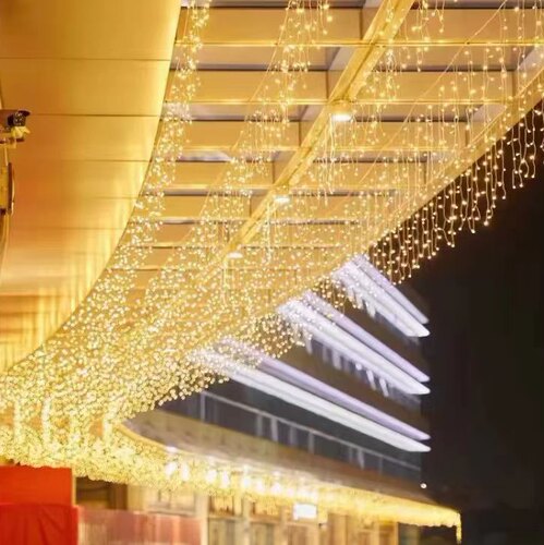 led满天星瀑布灯串氛围冰条灯户外高亮防水花园庭院装饰商场婚庆