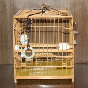 竹制绣眼鸟笼【留青香草门】绣眼扎线亮笼