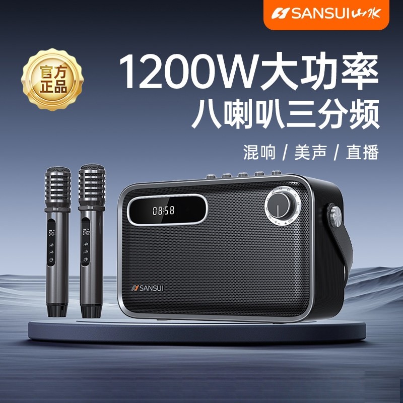 山水广场舞蓝牙音响户外唱k歌家新款庭ktv声卡一体机音箱话筒2025