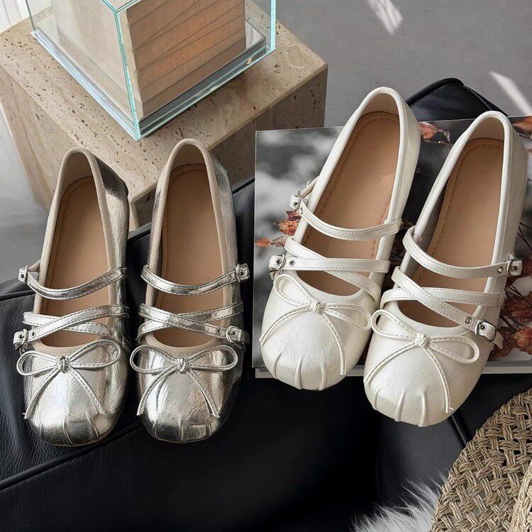 温柔甜美风蝴蝶结玛丽珍鞋女2026夏季内增高芭蕾舞鞋软底单鞋女