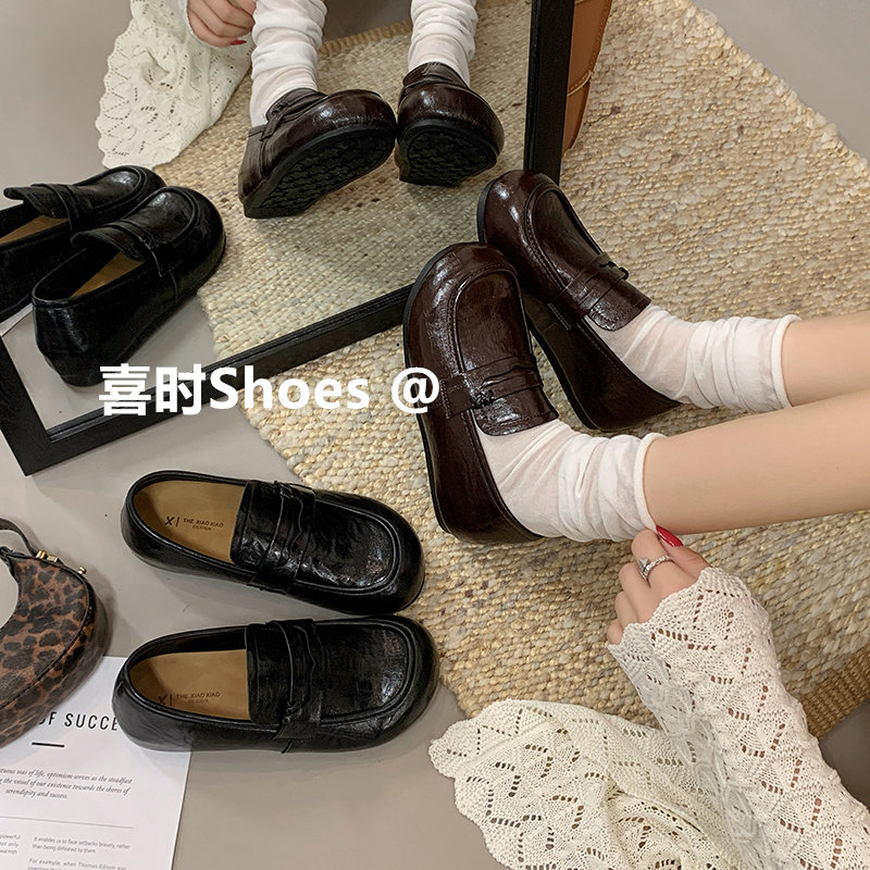 英伦风厚底乐福鞋女2026新款秋季jk黑色小皮鞋超软羊皮不累脚单鞋