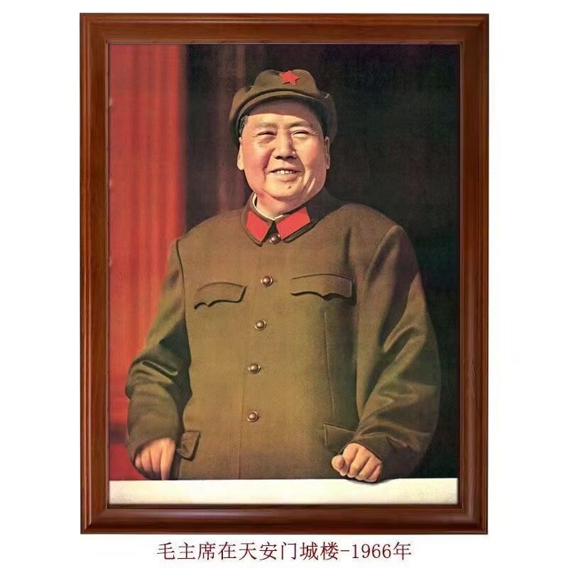 毛主席天安门城楼-1966年经典照片历史的记忆伟人典范油画布材质