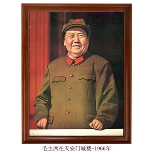 毛主席天安门城楼-1966年经典照片历史的记忆伟人典范油画布材质