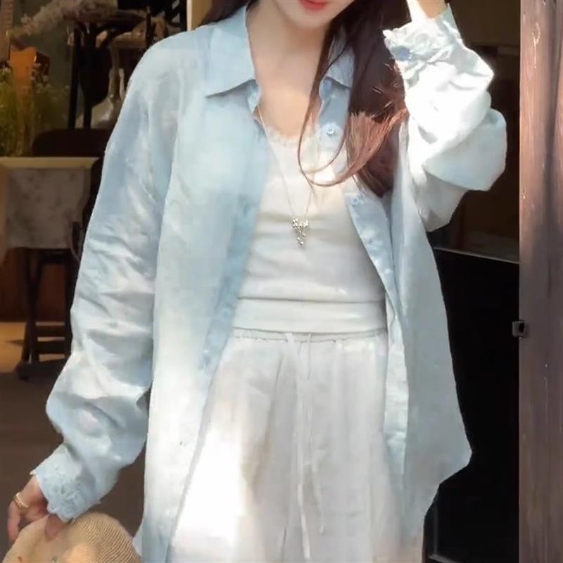 上衣轻薄2025衬衫女款防晒新款夏季长袖衬衣外搭开衫宽松休闲夏日