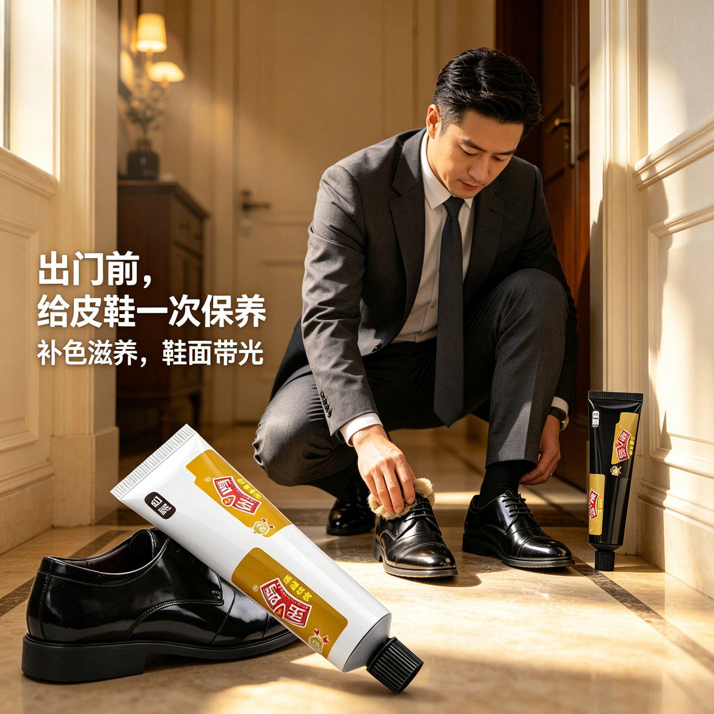金鸡皮鞋油黑色真皮保养油