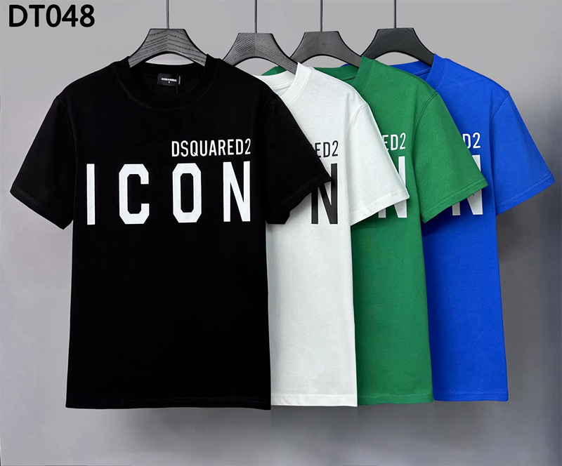 DT048微阔版新款短袖T恤男装宽松上衣ICON印花跨境潮流圆领打底衫