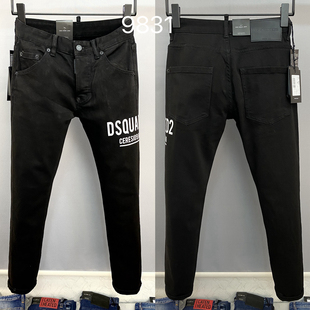 牛仔长裤 9831纯色黑潮酷男装 小脚裤 d2欧风水洗磨破补丁时尚 牛仔裤