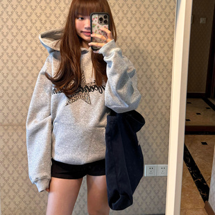 Archivum美式复古星星豹纹连帽卫衣2025秋冬加绒oversize宽松外套