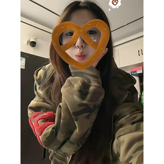 0123Start 加绒加厚迷彩开衫连帽卫衣男女宽松美式复古外套秋冬款