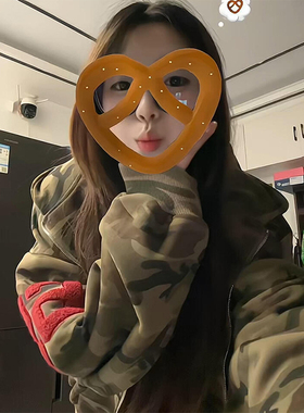 0123Start 加绒加厚迷彩开衫连帽卫衣男女宽松美式复古外套秋冬款