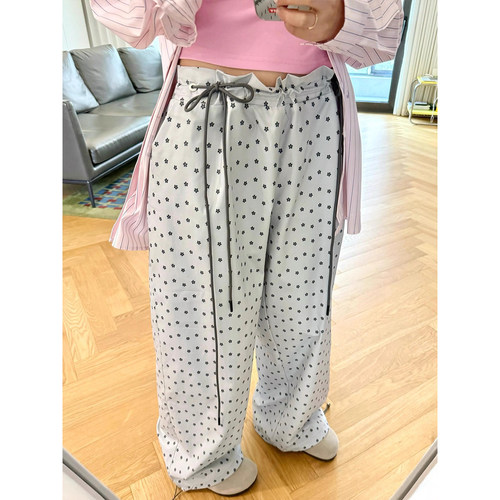 Deleteex美式复古波点印花阔腿裤女夏季设计感宽松直筒垂感休闲裤