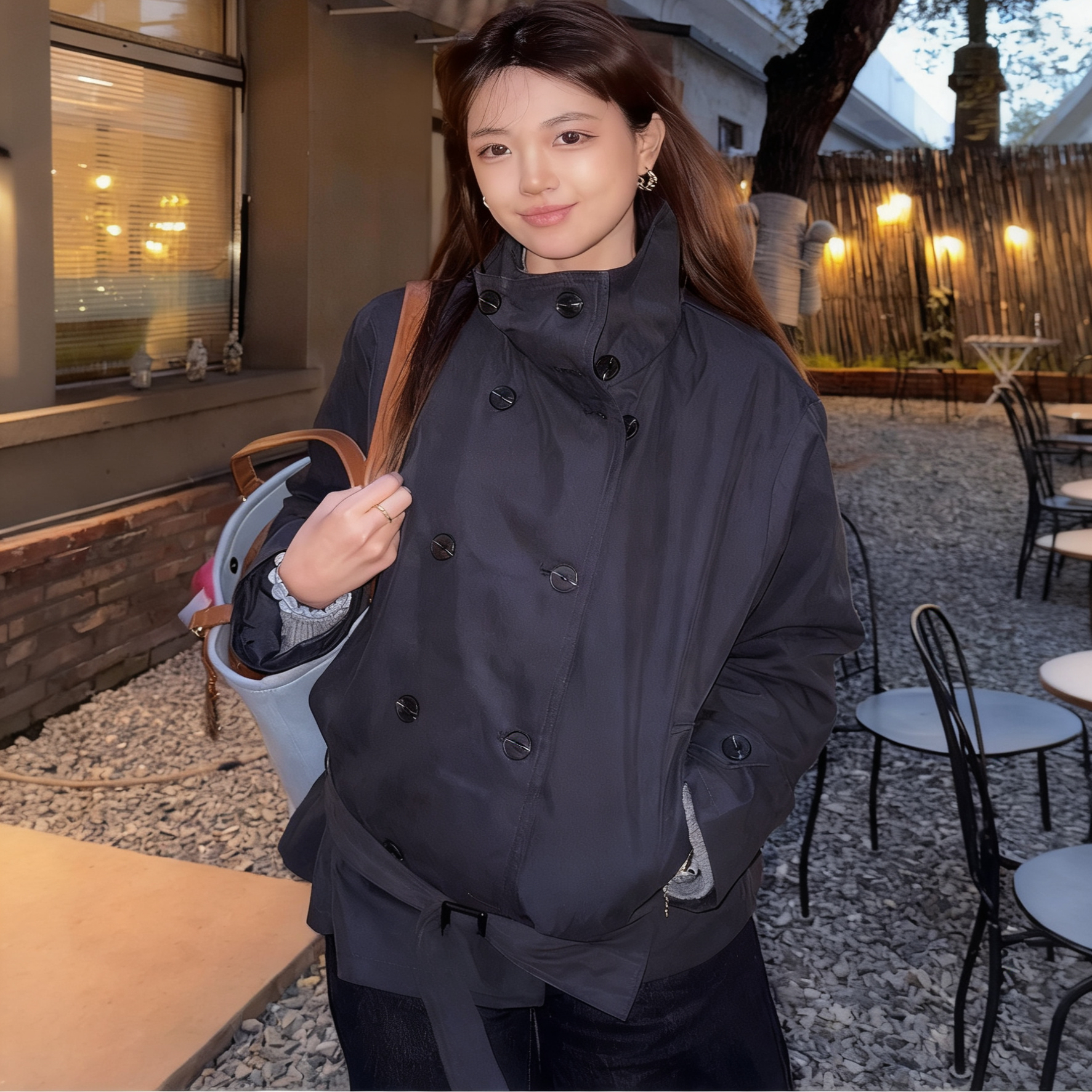 HEYABC 悉尼晨雾复古立领短款风衣女2025百搭慵懒风休闲宽松外套